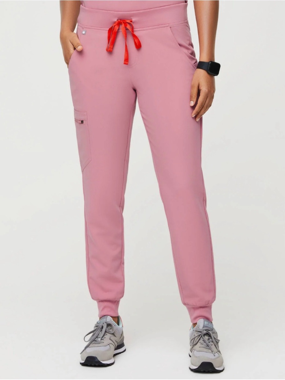 Figs Chalk Pink Jogger Pants with Red Drawstring